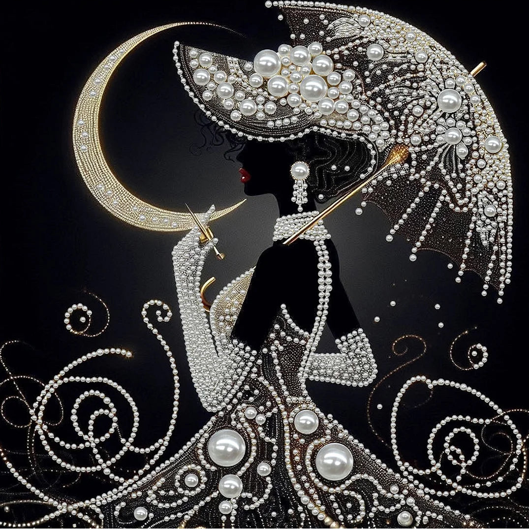 DIY Pearl Painting With Frame - Handmade Self-Adhesive Pearls - Lady (30*30cm) M