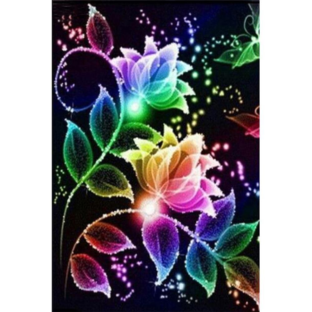 5D Diy Diamond Painting Kit Full Round Beads Colorful Fantasy Flower
