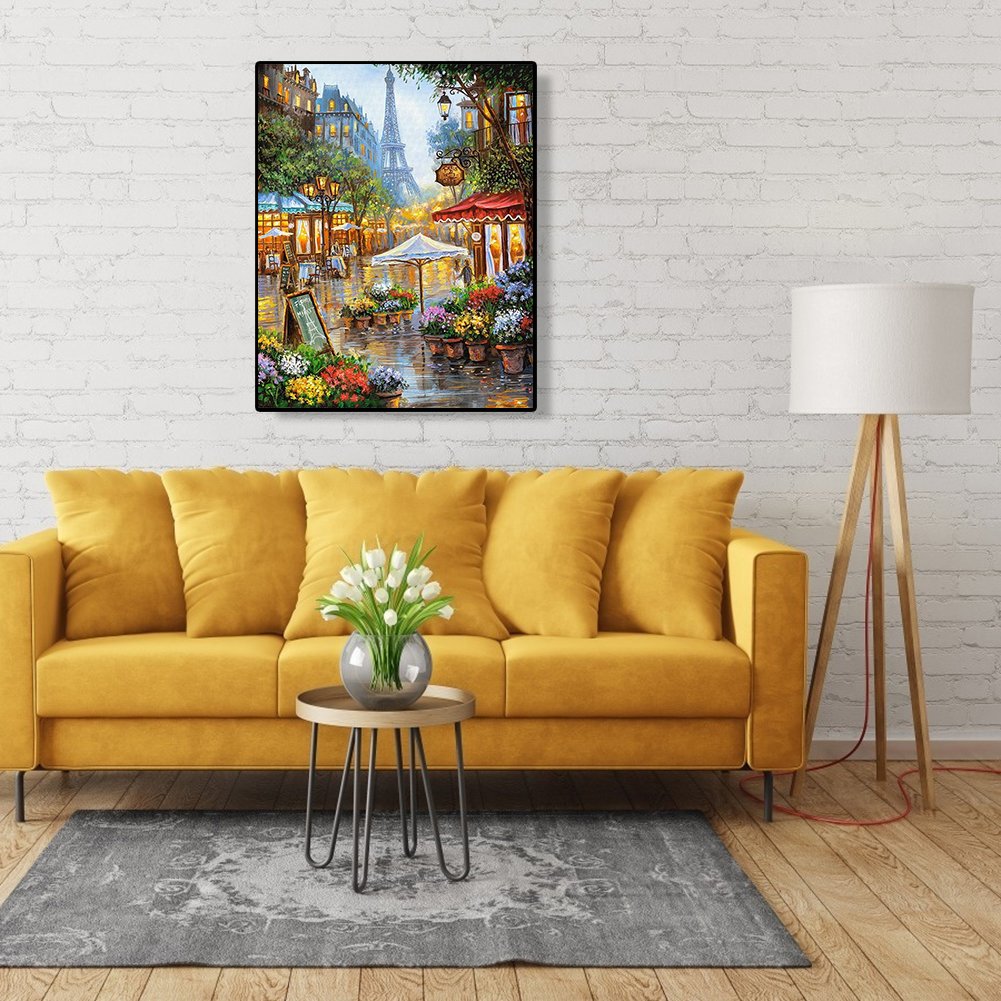 Paint By Number Oil Painting Living Room Wall Art Home Decor City Flower