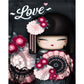 Japanese Doll Frameless Oil Paint by Numbers Kit Handpainted on Canvas Picture
