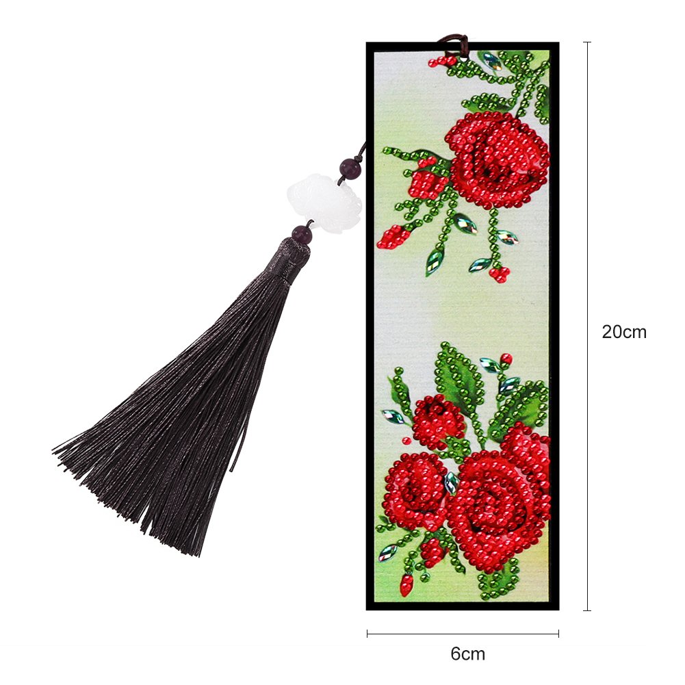 DIY Red Rose Diamond Painting Bookmark