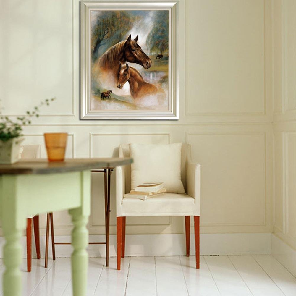 Diamond Painting - Partial Round - Horse Family