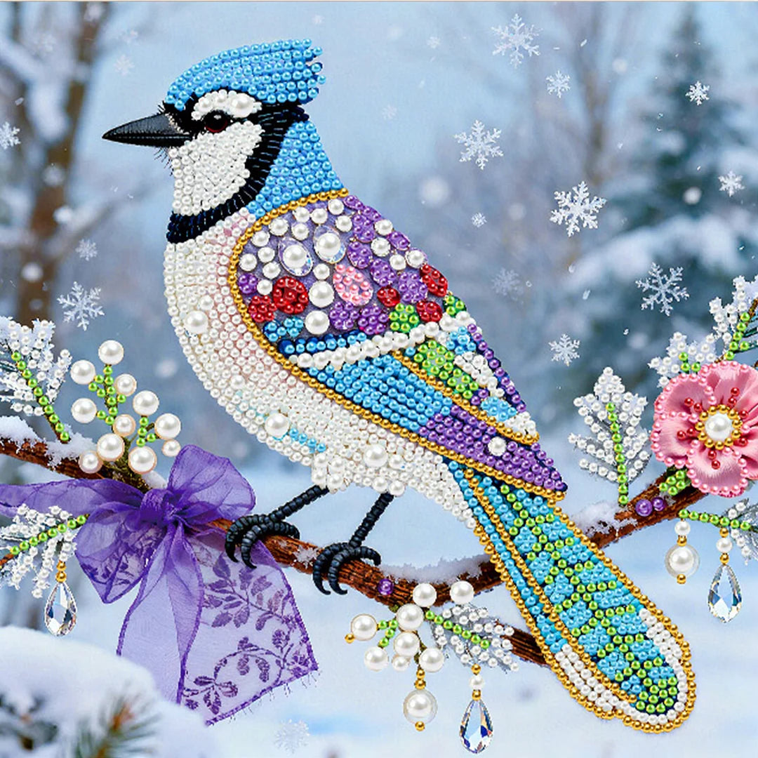 DIY Pearl Painting With Frame - Handmade Self-Adhesive Pearls - Bird (25*25cm)