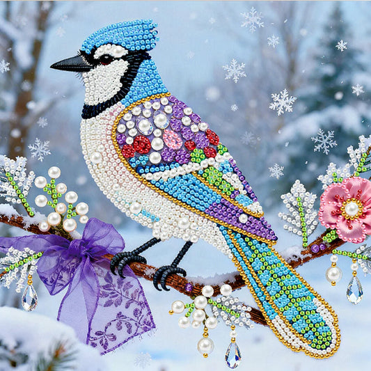 DIY Pearl Painting With Frame - Handmade Self-Adhesive Pearls - Bird (25*25cm)