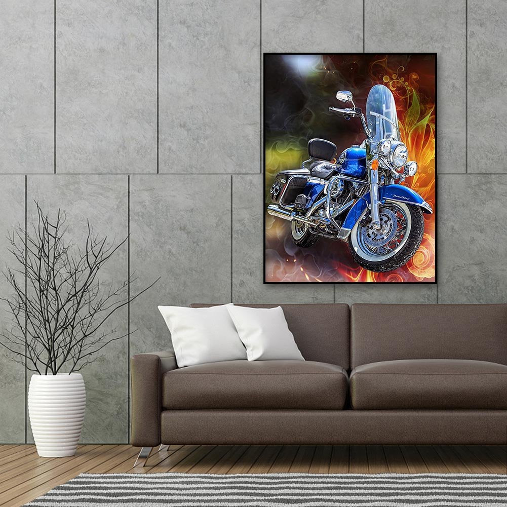 Diamond Painting - Full Round - Blue Motorcycle