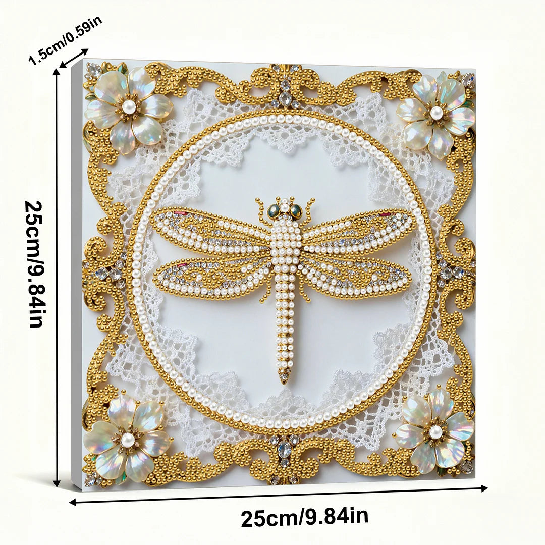 DIY Pearl Painting With Frame - Handmade Self-Adhesive Pearls - Dragonfly (25*25cm) C