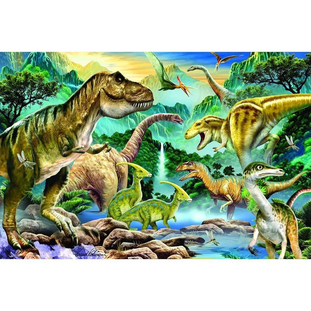 5D Diy Diamond Painting Kit Full Round Beads Dinosaurs River
