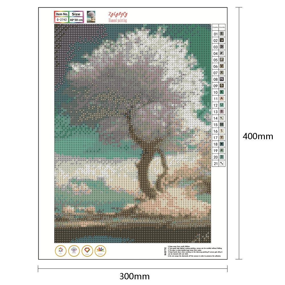 5D DIY Diamond Painting Kit - Full Round - White Tree