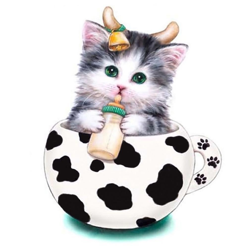 Diamond Painting Partial Round Cup Cat Baby