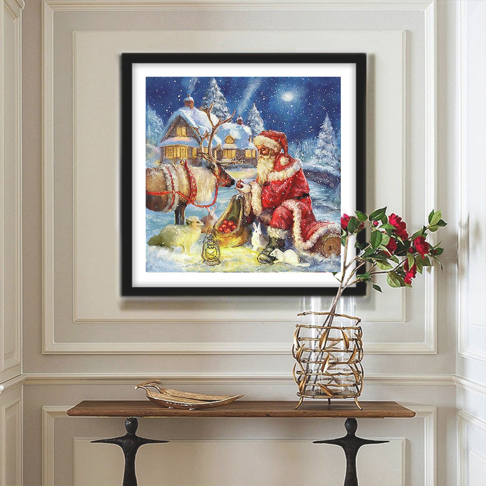 Diamond Painting - Full Round - Santa Claus & Elk