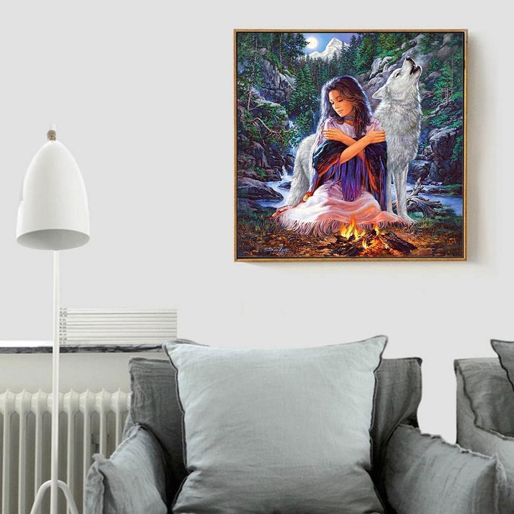 Diamond Painting - Full Round - Wolf Girl