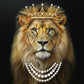 DIY Pearl Painting With Frame - Handmade Self-Adhesive Pearls - Lion (25*25cm) B