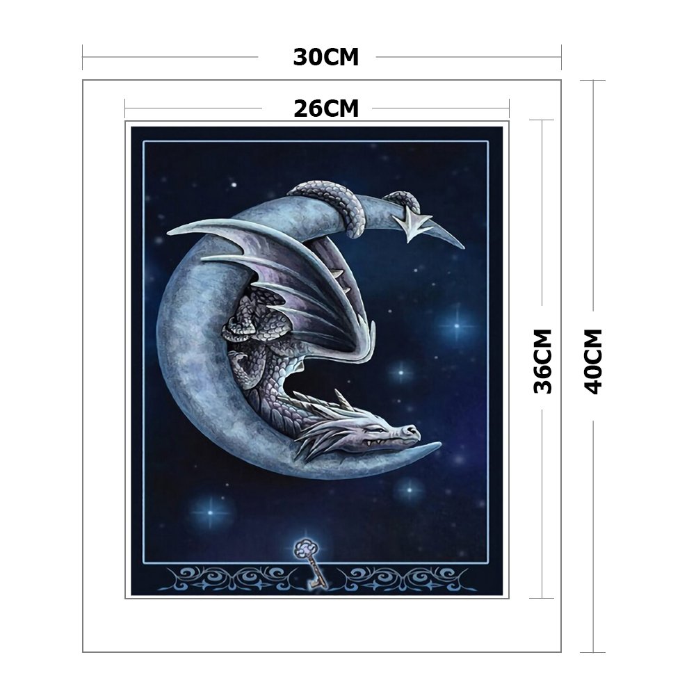 11CT Stamped Cross Stitch - Dragon Twines the Moon (40*30cm)