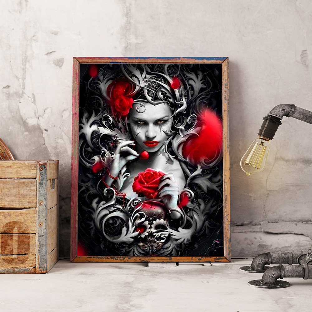 Diamond Painting - Full Round - Skull Flower Woman