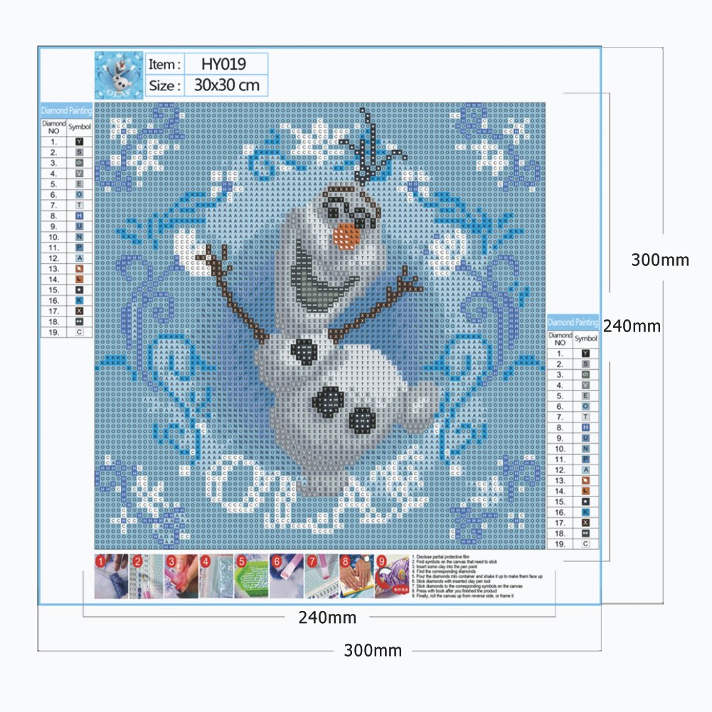 Olaf Diamond Painting Canvas Size