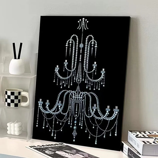 DIY Framed Pearl Painting - Handmade Self - Adhesive Pearls - Crystal Chandelier