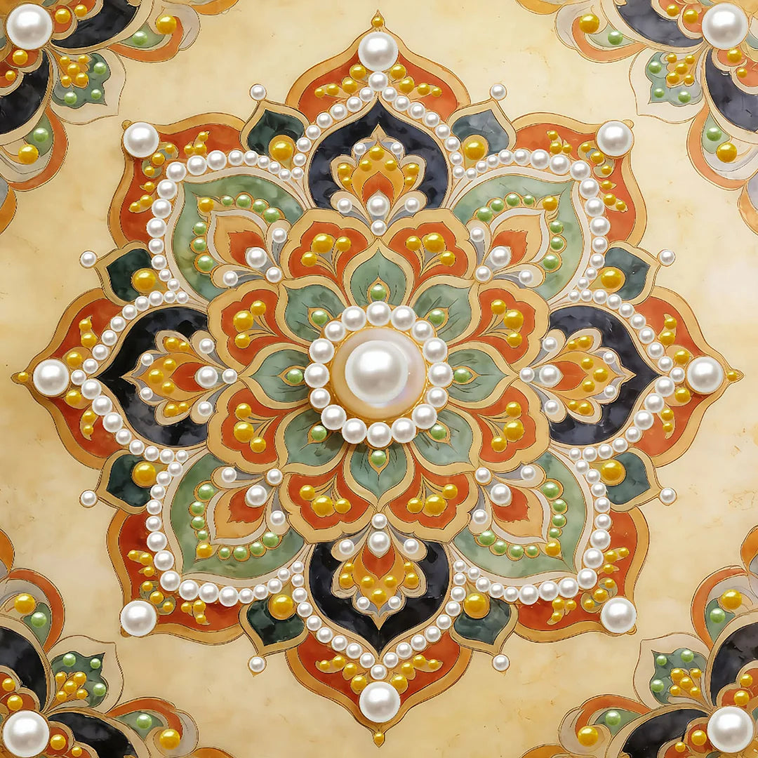 DIY Pearl Painting With Frame - Handmade Self-Adhesive Pearls - Mandala (30*30cm) C