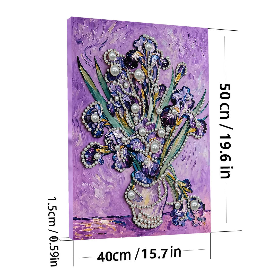 DIY Pearl Painting With Frame - Handmade Self-Adhesive Pearls - Iris (30*40cm) B