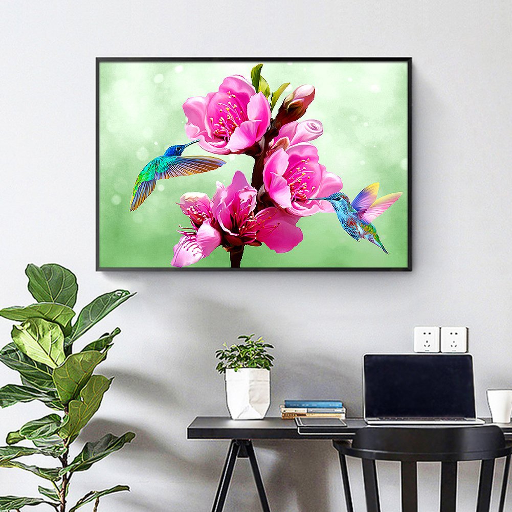 Diamond Painting - Full Round -Hummingbird Flower