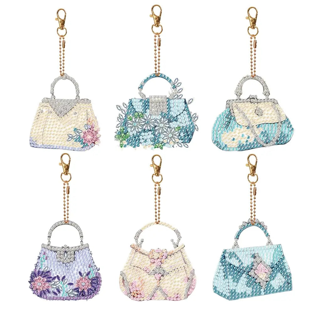6pcs DIY Flower Bag Diamond Painting Keychains