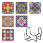 6pcs Mandala Diamond Painting Coaster Set (With Stand) E