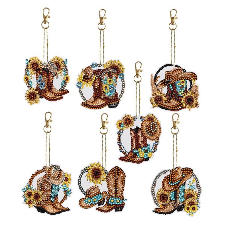 7pcs DIY Diamond Painting Keychains - Flower Boots