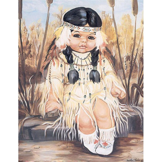 5D Diy Diamond Painting Kit Full Round Beads Village Girl