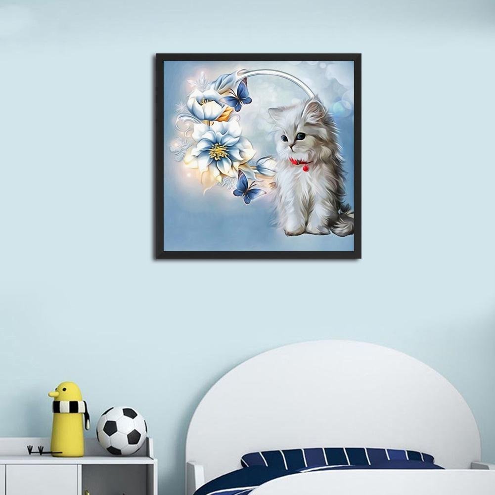 5D DIY Diamond Painting Kit - Full Round - Flower Cat