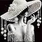 DIY Pearl Painting With Frame - Handmade Self-Adhesive Pearls - Hat Elegance (30*30cm)