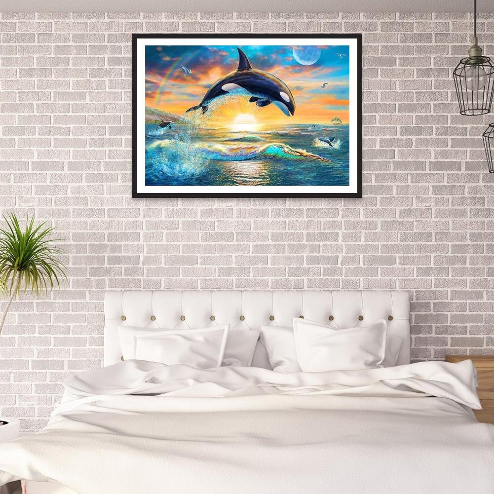 5D DIY Diamond Painting Kit - Full Round - Dolphin B