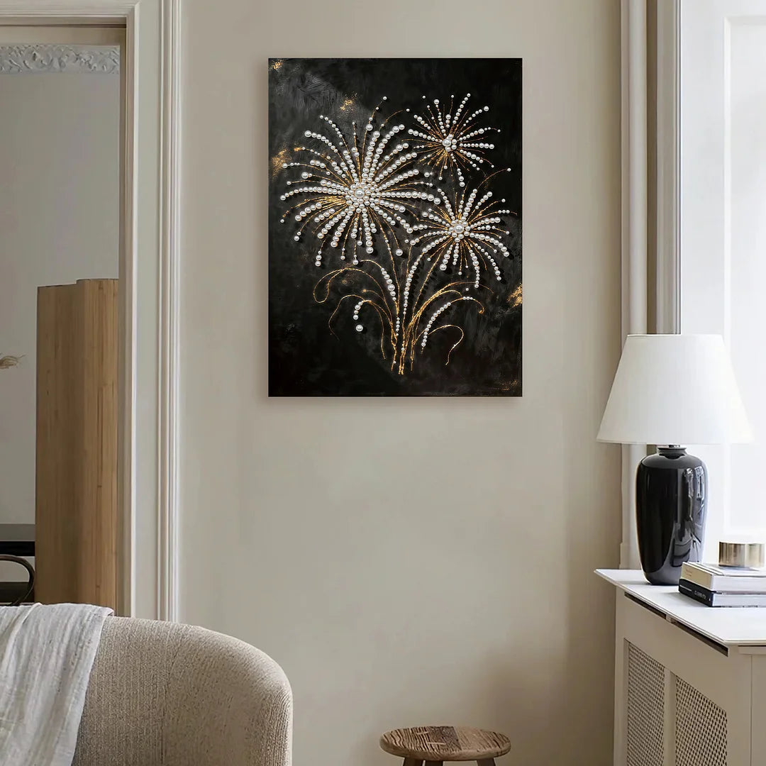 DIY Pearl Painting With Frame - Handmade Self-Adhesive Pearls - Fireworks (30*40cm)