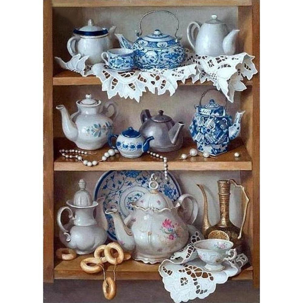5D Diy Diamond Painting Kit Full Round Beads Tea Set