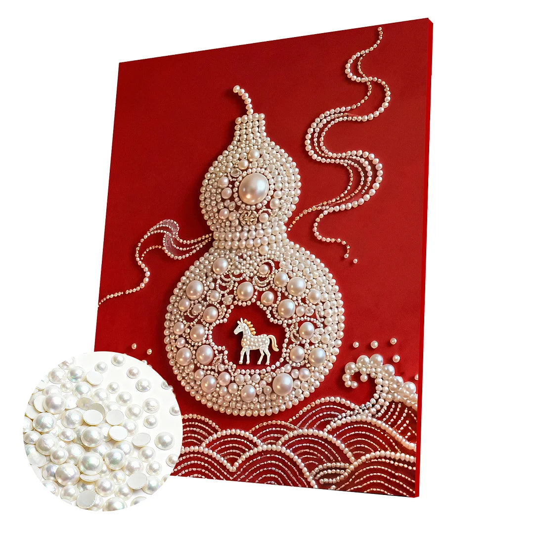 DIY Pearl Painting With Frame - Handmade Self-Adhesive Pearls - Gourd (40*50cm)