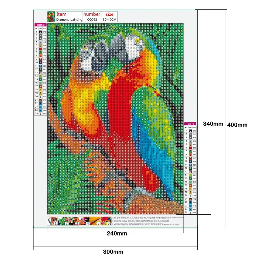 Diamond Painting - Full Round - Colorful Parrots B