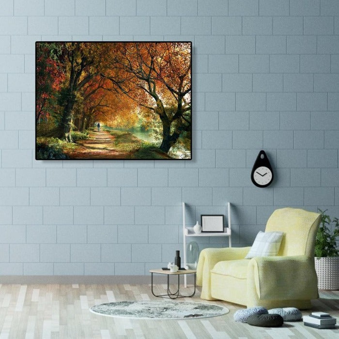 Painting By Numbers Kit River Tree Hand Painted Canvas Oil Art Picture