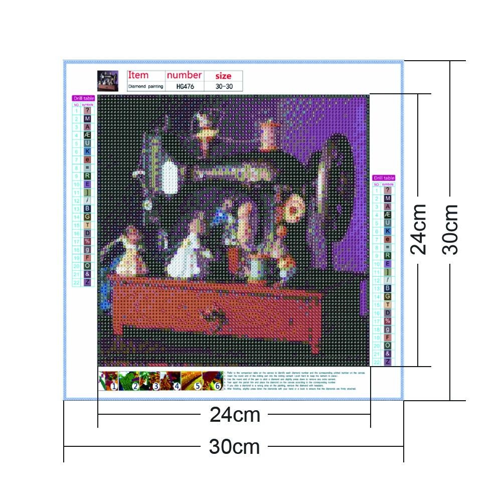 Rabbit Family and Sewing Machine Diamond Painting Canvas Size