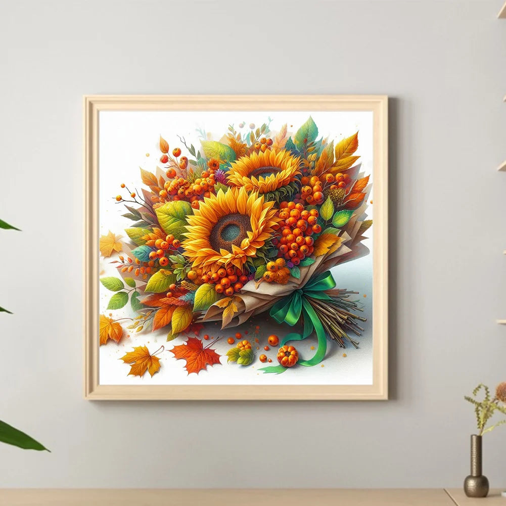Diamond Painting - Full Round / Square - Autumn Sunflower Bouquet