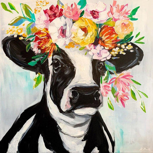 Diamond Painting - Full Round - Flower Cow A