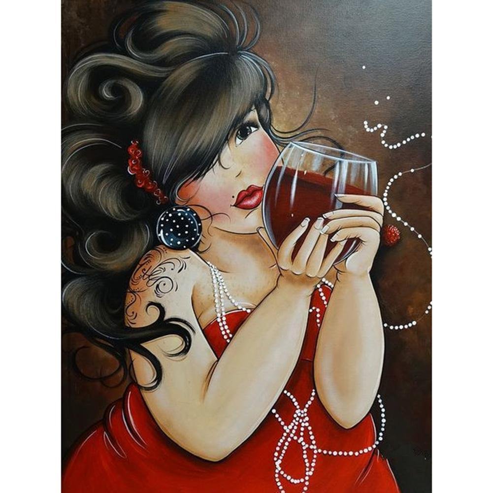 Diamond Painting Partial Round Drinking Women