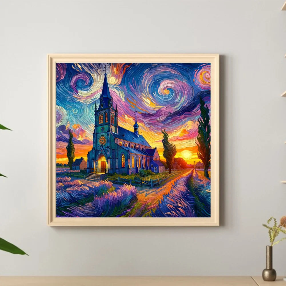 Diamond Painting - Full Round / Square - Starry Sky And Church