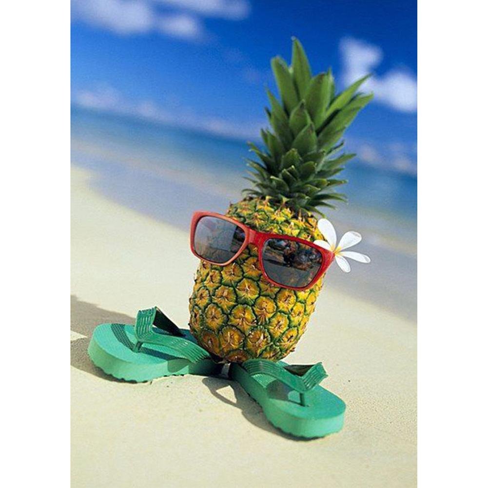 5D Diy Diamond Painting Kit Full Round Beads Beach Holiday Pineapple