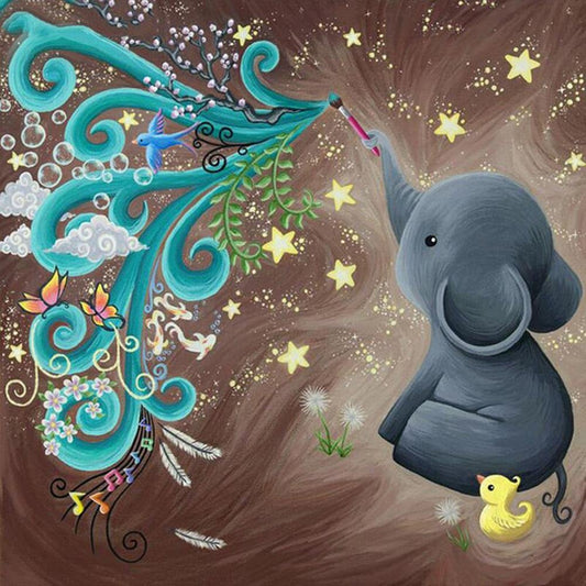 5D Diy Diamond Painting Kit Full Round Beads Painting Elephant