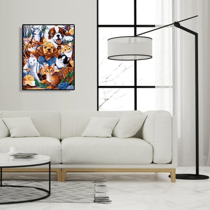 Paint By Number Oil Painting Wall Art Craft Decor Cats and Dogs (40*50cm)