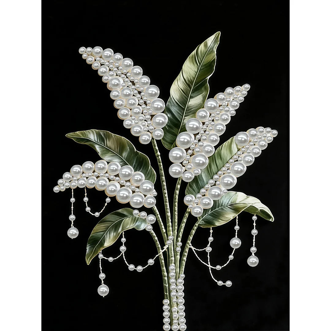DIY Pearl Painting With Frame - Handmade Self-Adhesive Pearls - Fresh Flower (30*40cm)