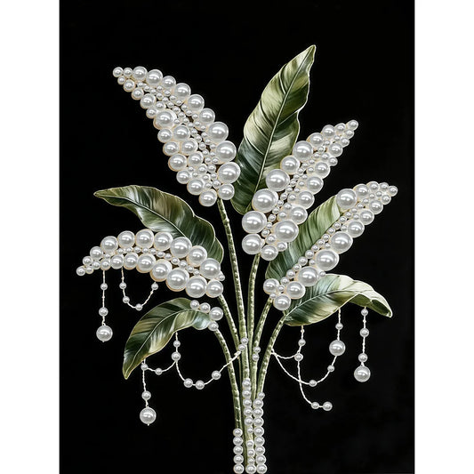 DIY Pearl Painting With Frame - Handmade Self-Adhesive Pearls - Fresh Flower (30*40cm)