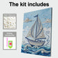 DIY Pearl Painting With Frame - Handmade Self-Adhesive Pearls - Sailboat (30*40cm) C
