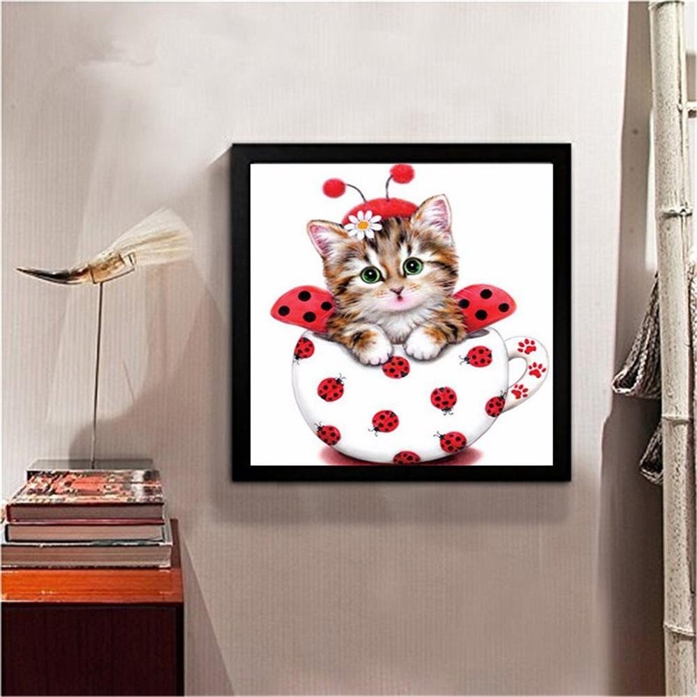 Diamond Painting - Partial Round - Cute Cup Cat