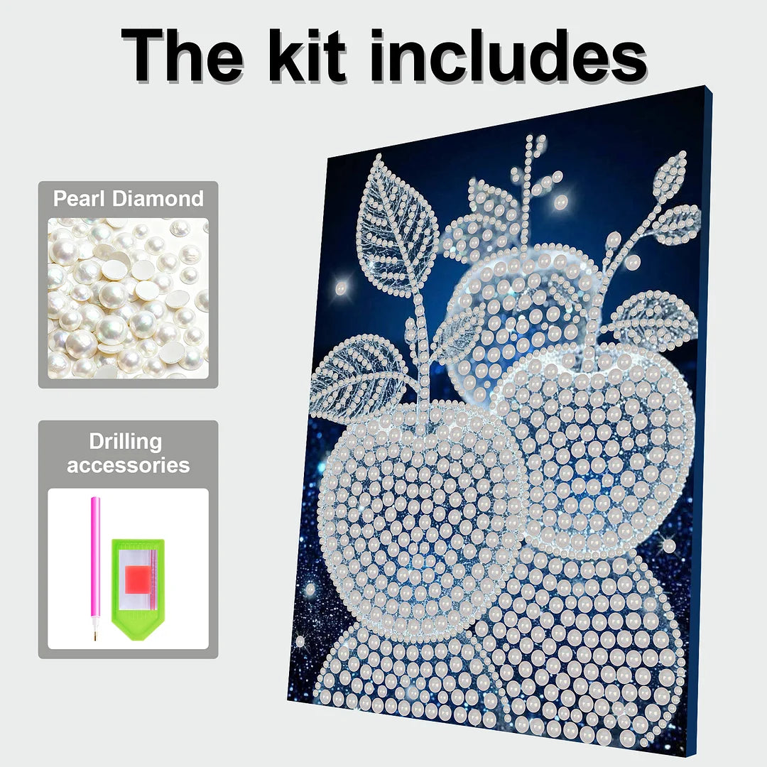 DIY Pearl Painting With Frame - Handmade Self-Adhesive Pearls - Apple (30*40cm)