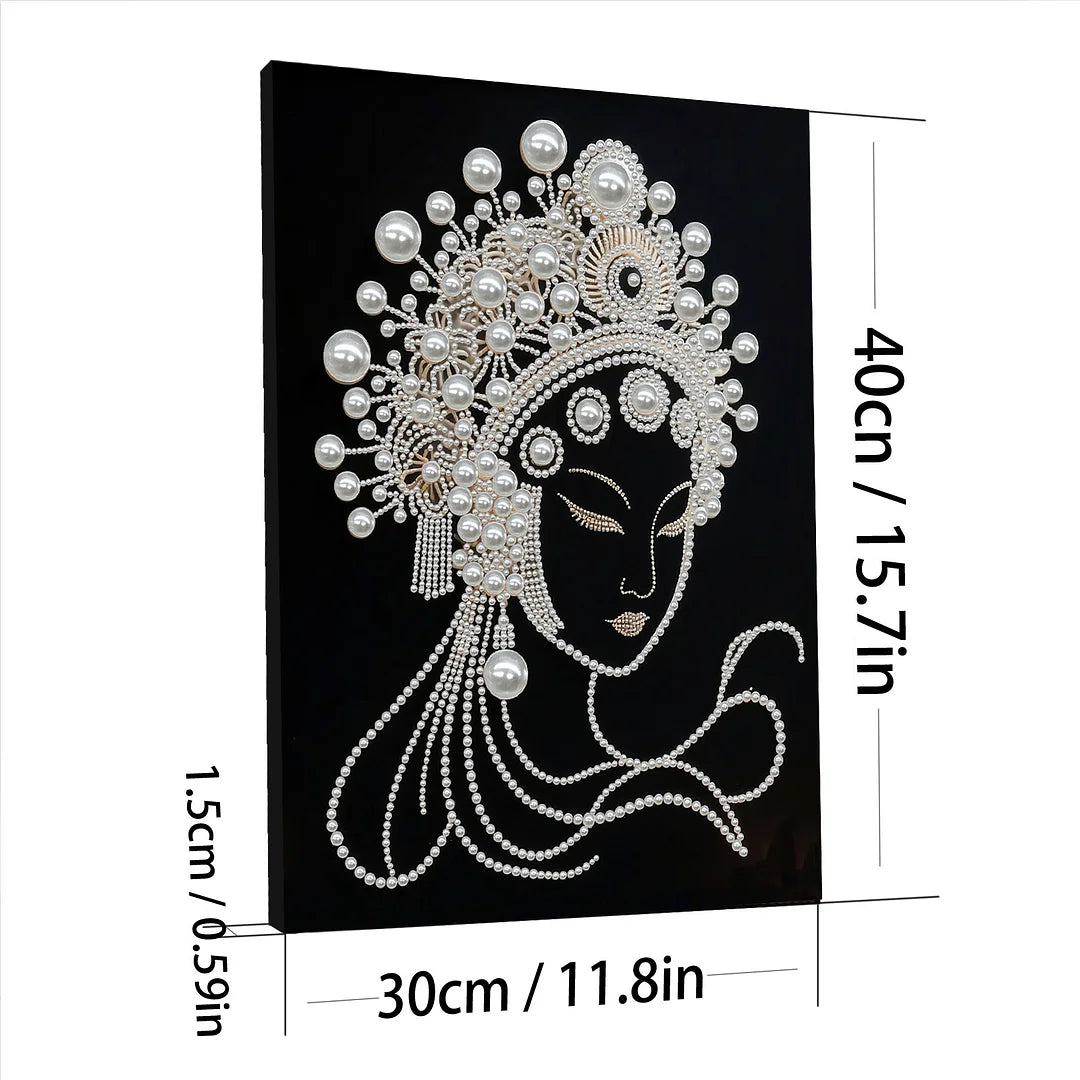 DIY Pearl Painting With Frame - Handmade Self-Adhesive Pearls - Woman (30*40cm) A