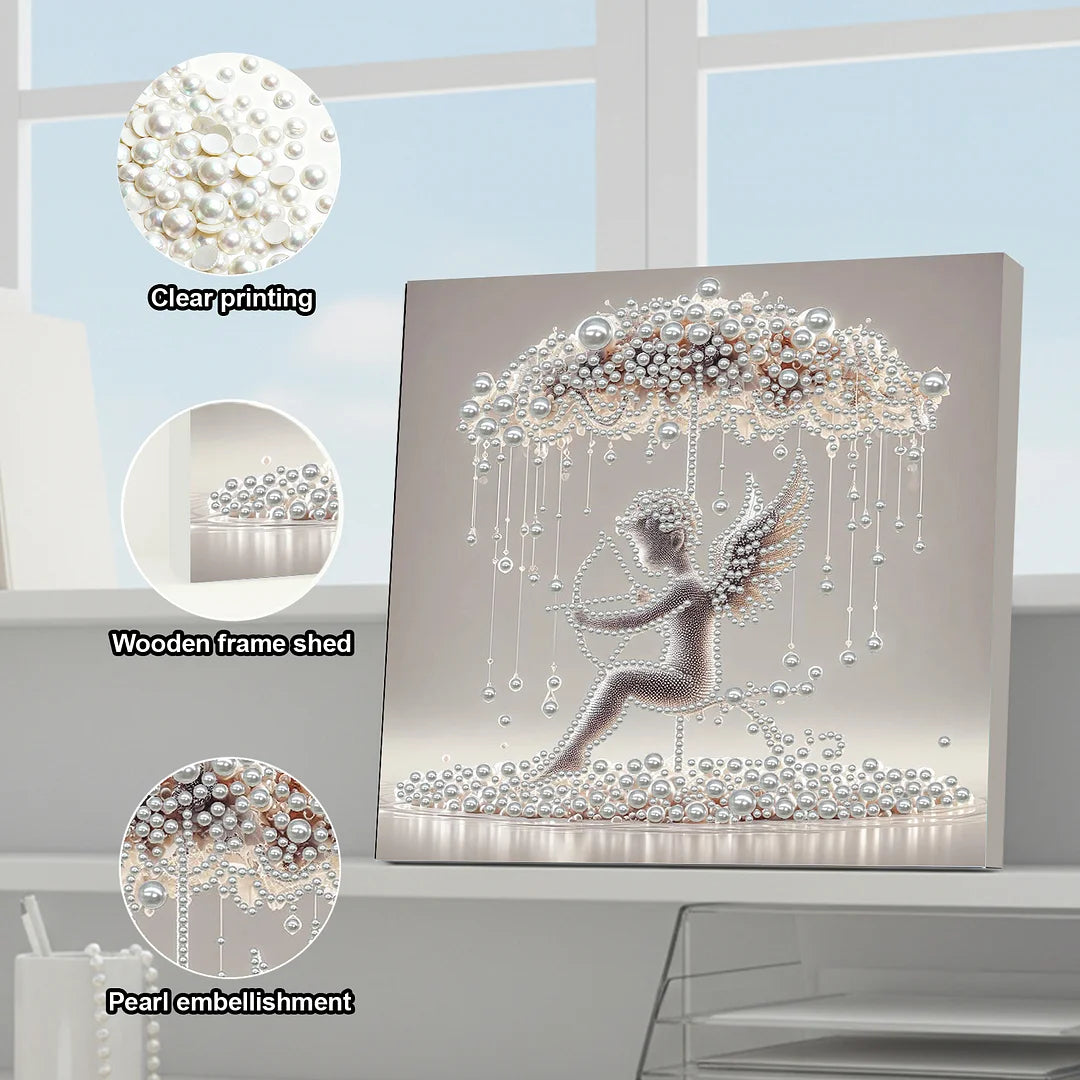 DIY Pearl Painting With Frame - Handmade Self-Adhesive Pearls - Lady (30*30cm) L